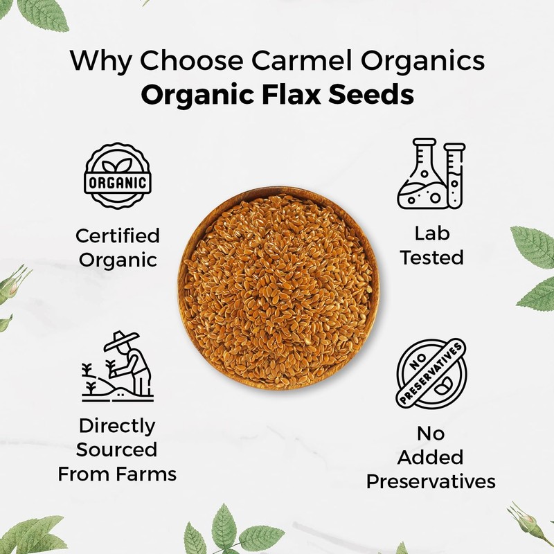 Organic Flax Seeds Whole 8 Ounce or 227g (0.5 Lb)