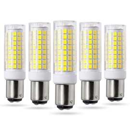 VYAOMLI BA15D LED Bulbs 120V 5W, Double Contact DC Bayonet Base, 40W 50W 60W 500LM T3/T4 Halogen Bulb Equivalent, BA15D Led Light Bulbs for Sewing Machine Pendants Ceil Wall Light (White, 5 Pack)