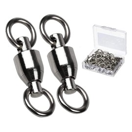 9Tong Ball Bearing Swivels Welded Rings, Catfish Swivels Sea Swirl Salt Waterproof Split Ring Fishing Equipment Accessories Bait Connector Black 25 Pieces 44 lbs