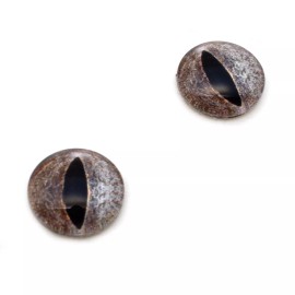 Megan's Beaded Designs Pair of 14mm Diamondback Rattlesnake Glass Eyes Red Silver Taxidermy Doll Supply