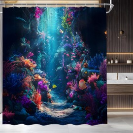Ocean Underwater World Shower Curtain for Bathroom,70x70 Inch