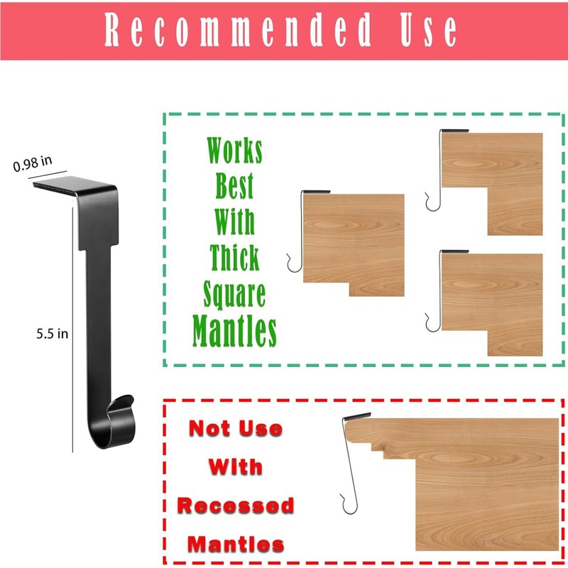 Guojanfon 4 Pack Christmas Stockings Holder Hanger, Metal Hooks for
