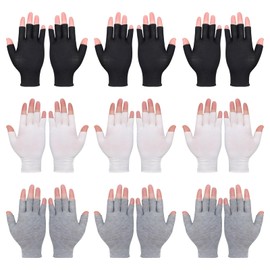 Pluvyze 9 Pairs of Cotton Fingerless Fingerless Gloves Cotton Gloves Without Fingers Cotton Gloves Neurodermatitis Gloves Cotton Fingerless Fingerless Gloves UV