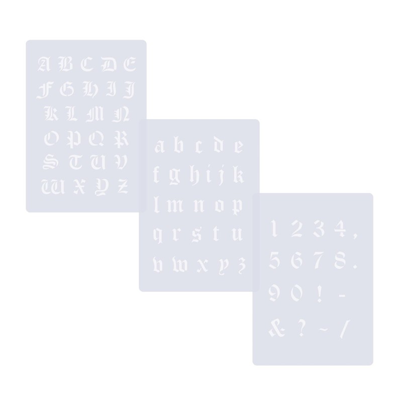 Stencil Set 002 Old Gothic Letters Alphabet Letters Large Small