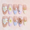30Pcs Beach Press on Nails Medium Almond French Tip Fake
