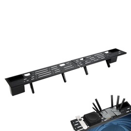 Simpvia No Drill Adjustable TV Shelf - Steel Floating Stand with 2 Storage Boxes, 35.43"x4.33" Screen Shelf for Soundbar, Game Console, Streaming Device, Router & Remote Control