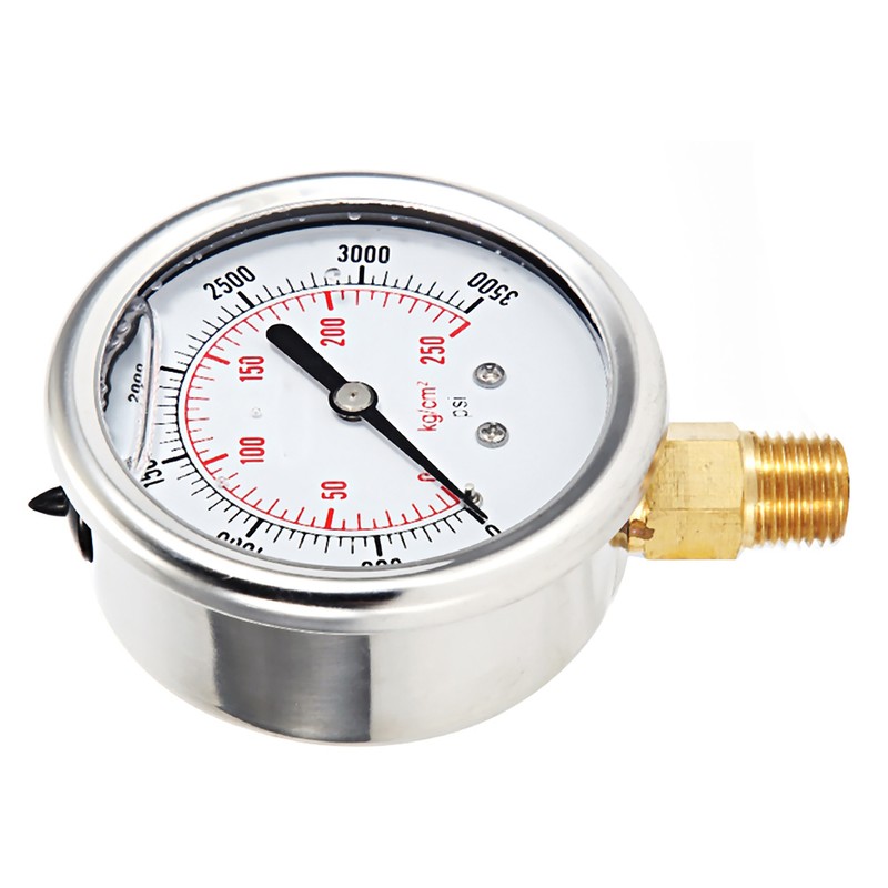 Stainless Steel Hydraulic Liquid Filled Fuel Pressure Gauge 0-3500 PSI
