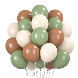 Balloons Green Beige Brown Pack of 60 Balloons Birthday Green Brown Balloons Beige Brown Helium Balloons Sage Green Latex Balloons for Birthday Wedding Jungle Tropical Safari Party Decoration