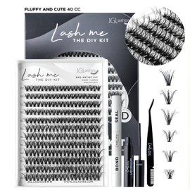 JGLashes - Lash me. Pro artist kit de extensiones de pestañas en casa DIY, Efecto fluffy, medidas 10-16 mm, curvatura D, incluye Bond & seal, pinza, r
