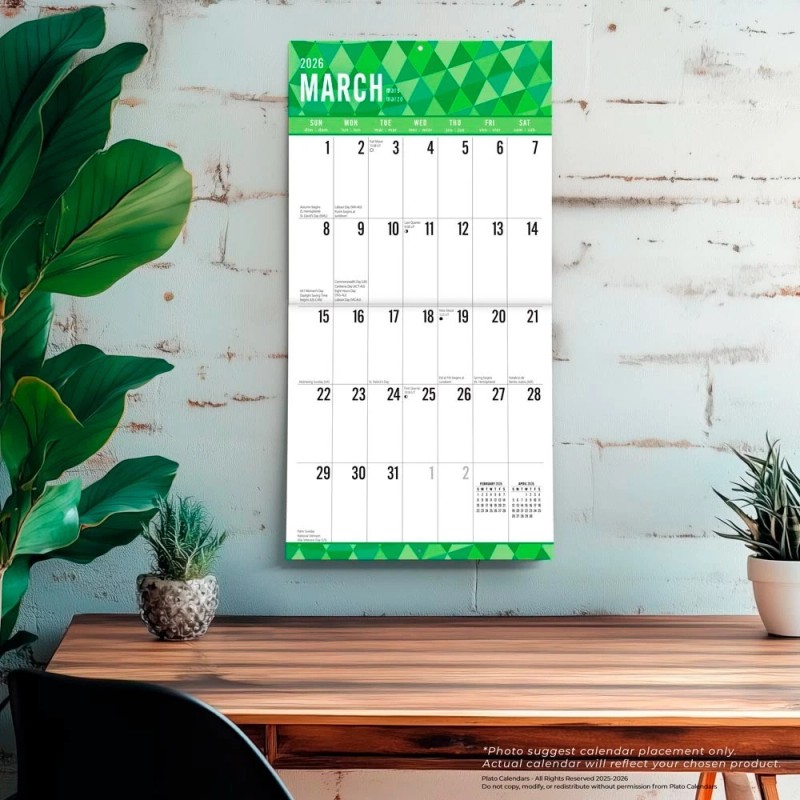 Plato Jumbo Grid Large Print 2026 12x24" (Hanging) Square Wall