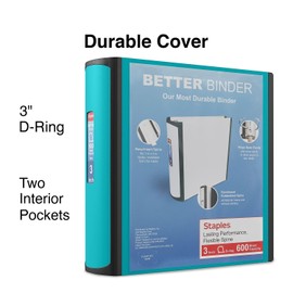 Staples 3-Inch 3-Ring Better Binder, Light Blue, 2/Pack (St55891-Ccvs)