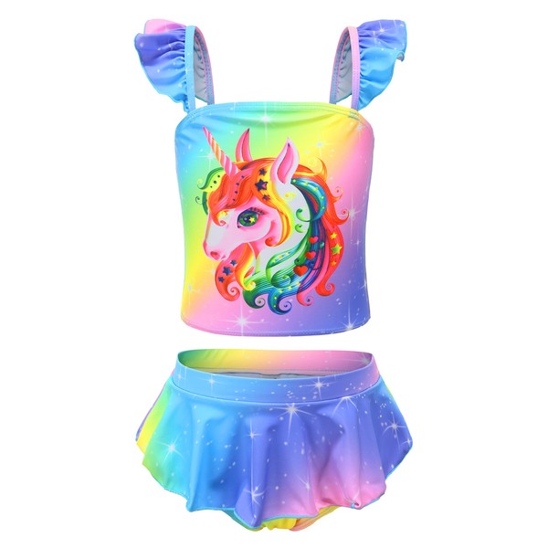 RuuYiicoco Little Girls Two Pieces Bikinis Unicorn Swimsuit Mermaid Tankini