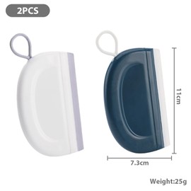 CLKE 2Pcs Mini Squeegee, Small Squeegee Soft PVC, Shower Squeegee, Flexible Silicon Window Wiper, Mini Squeegee for Shower Doors Bathroom & Kitchen(White,Blue)