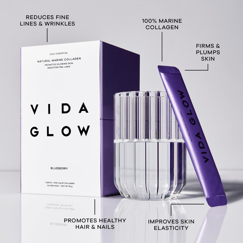 Vida Glow - Natural Hydrolysed Marine Collagen Sachets | Promotes