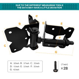 2 Pack Self Closing Gate Hinges for Wooden/Vinyl/PVC Fences, Heavy Duty Hinges Adjustable Tension 90 Degree with Installation Screws and Swing Adjuster Tool (Black, 2 Pack)