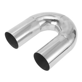 Motoforti 70mm/2.75" OD 180 Degree U-Bend Tube T304 Stainless Steel Mandrel Exhaust Pipe DIY Custom Car Modified Exhaust Pipe Tubing Piping 200mm/7.87" Length Silver Tone