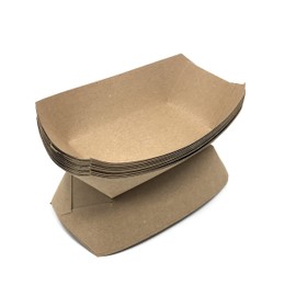 Mr. Miracle Kraft Paper Food Tray. 1/4 Pound Size. Dim - 4.25 x 3.25 x 1.25 inches. Pack of 100. Recyclable and Biodegradable. Made in USA