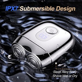 TOPWILL Mini Electric Shaver for Men - Portable Alloy Rotary Beard Razor for Face, Gift, Wet/Dry IPX7 Waterproof Cordless USB-C Rechargeable for Travel