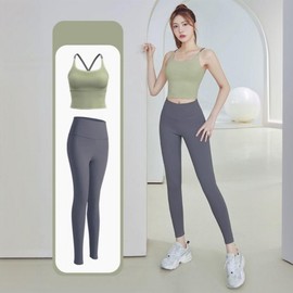 Women's Pilates & Yoga Workout Set: Sports Bra and Leggings Yoga Top Bralette Black/M