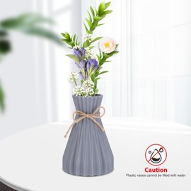 Houkiper Plastic vase, Vases for Flowers Ceramic Look Unbreakable Home Decoration Vase European Wedding for Home Decor, Living Room, Table, Home, Office Gray
