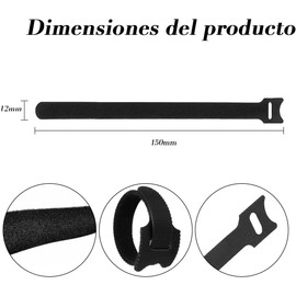 Cinchos de Tela Ajustable 100Pzs, Organizador de Cables Management Reutilizable 15cm, Bridas de Gestión Cable Correas Ordenador de Cables de Gancho, Bucle de Cuerda Sujetacable Para Escritorio Oficina