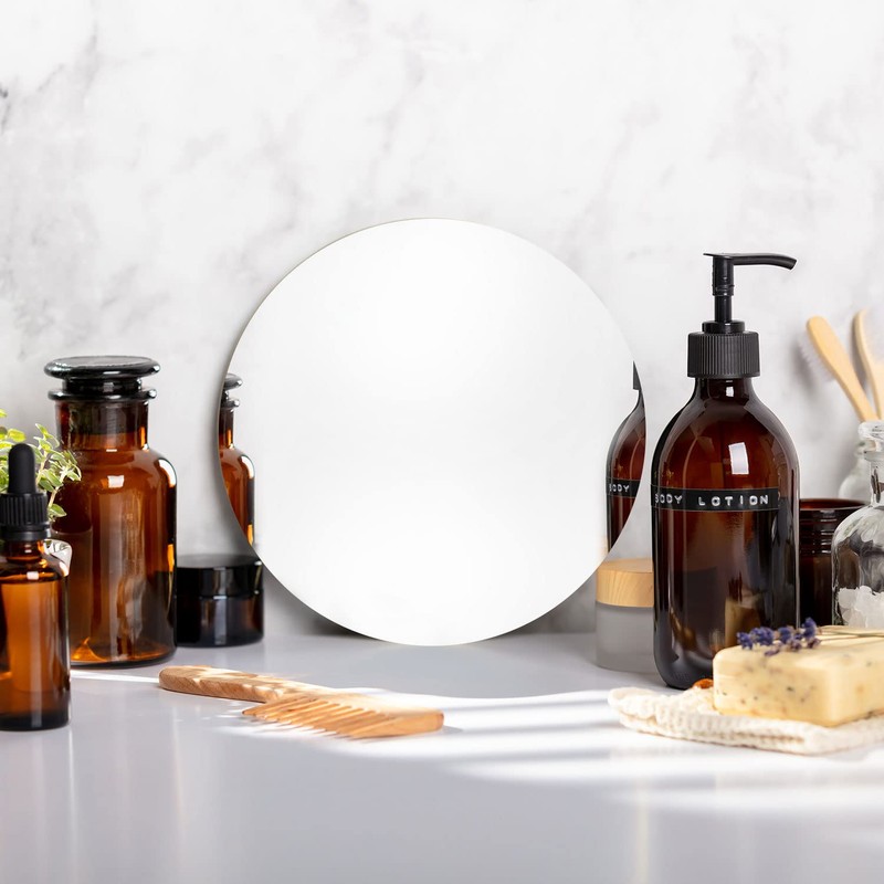 DARENYI 12 inch Glass Round Mirror with Adhesive Tapes, Frameless
