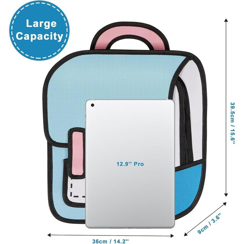 Kawaii Backpack Cute Cartoon 3D Jumping Style 2D Drawing Manga