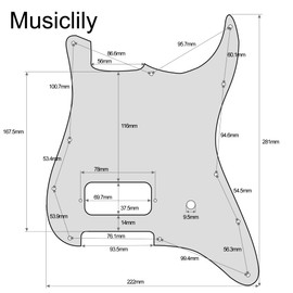Musiclily Pro 11 Holes ST Strat Uncovered One Humbucker Guitar Pickguard Scratch Plate for American/Mexican Fender Tom Delonge Stratocaster Electric Guitar, 4Ply Aged White Pearl