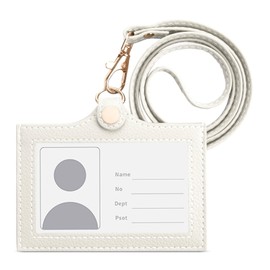 Accart ID Card Holder, Horizontal ID Card Case, Employee ID Card Case, Unisex, Name Holder, Neck Strap, Card Case, Double-Sided, Name Holder, Commuter Card, Name Tag, Pass Case, Transparent, Holds 2