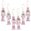 6p 12cm Pink Wooden Christmas Nutcracker Soldiers,Pink Christmas Ornaments,Christmas Tree