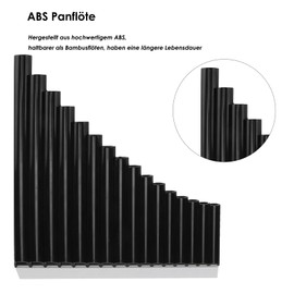 Pan Flute Instrument Simply Play a Song Easy to Learn and Play More Durable Than Bamboo Flute Pan Flute, 16 Whistles for Music (Black)
