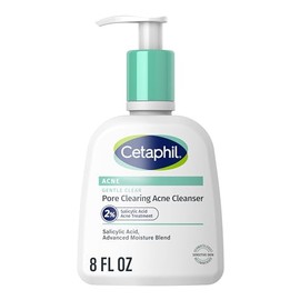 Cetaphil Limpiador suave y transparente para el acné, limpiador de gel espumoso para piel sensible y propensa al acné, botella con bomba de 8 onzas líquidas, ácido salicílico al 2%, exfolia