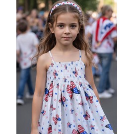 4th of July Girl Dresses Kids American Flag Sundress Independence Day Girls Outfit Patriotic Dress Butterfly Stars Clothes 5t 6t