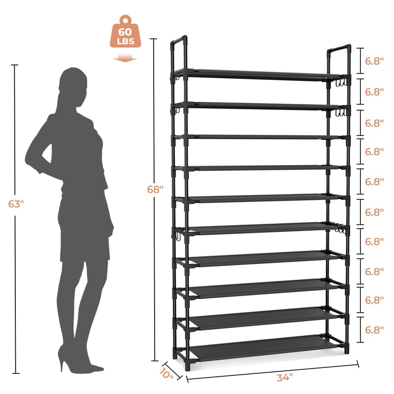 LANTEFUL Tall Shoe Rack 10 Tier Shoe Organizer Large Shoe