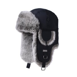 Kurhatic Winter Trapper Hat,Warm Faux Fur Aviator Hat,Russian Trooper Hunting Ski Hat with Ear Flaps for Men & Women L