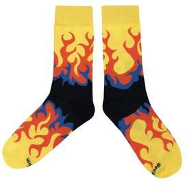 SockFly Hot Flame Dress Socks Funny Novelty Crazy Fun Design Men Size 8-12 Cotton Casual Crew Colorful Funky Fancy Socks Gift for Men