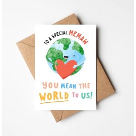 OwingsDesignsPerfect To A Special Memaw You Mean The World To Us Card - Cute Happy Birthday Card For Memaw - I Love You Card - Greeting Card For Mother's Day - Birthday - Anniversary - Holiday