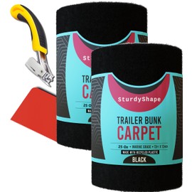 SturdyShape Thick Boat Trailer Bunk Carpet Kit 13ftx12in 25oz - Marine Grade (2, Black)