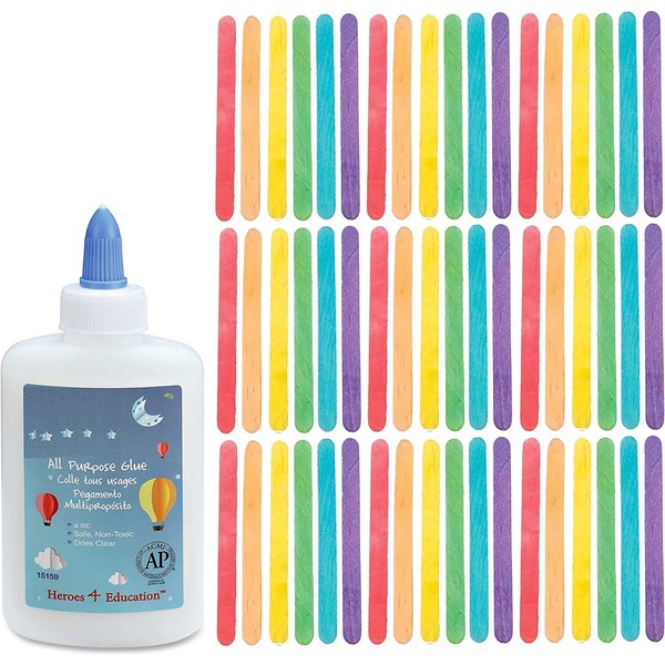 Craft Sticks, Wooden Colored Craft Sticks, 4.5” Long, 120 Piece