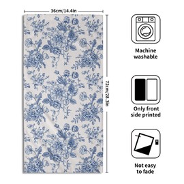 Aytipun Blue Floral Spring Hand Towels for Bathroom Set of 2 Vintage Flowers Botanical Print Cream White Decorative Handtowels Soft Absorbent Seasonal Bath Towel for Home Guest Room Hotel Gym Spa