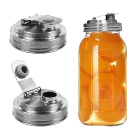 2 Pack Wide Mouth Mason Jar Stainless Steel Pour Spout Lid, Reusable Mason Jar Lids, for Ball Wide Mouth Mason Jars, Leak Proof Seal, for Drinking Salad Dressing & Food Storing