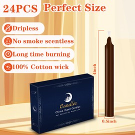 24 Pack Brown Spell Chime Candles – Premium Mini Unscented Taper Candles for Rituals, Prayer, Birthdays, Meditation, Altar, Spells, Chime Candles - 4 Inch Tall - Ideal for Witches