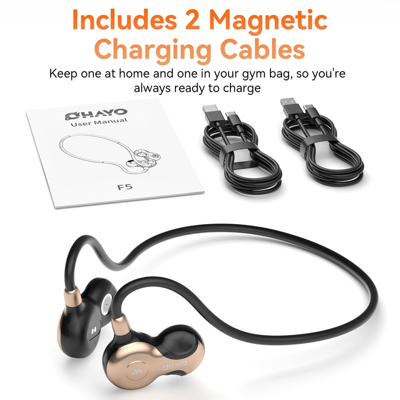 OHAYO Open Ear Headphones, Bluetooth 6.0 Air Conduction Sports Earbuds,