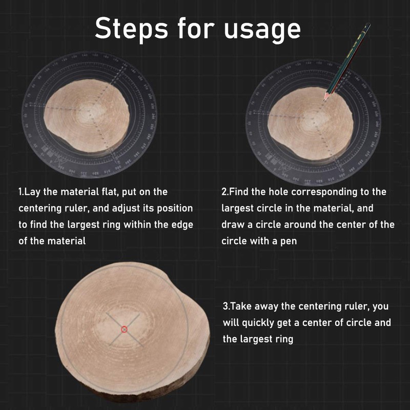 Center Finder Tool Woodworking Compass Central Scan Tool Transparent Acrylic