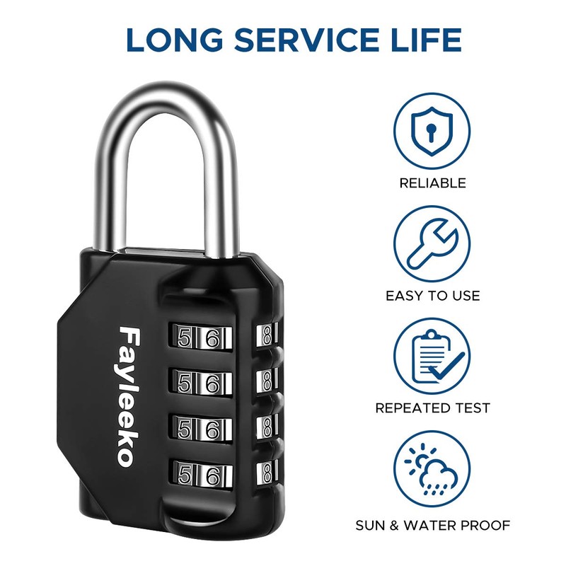 Combination Lock, 4 Digit Combination Padlock for School Gym Sports