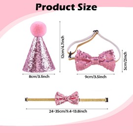 6 PCS Dog Birthday Hat with Pet Bow Tie Adjustable Mini Party Hats Cute Cat Dog Hats with Pompons Cone Small Party Hats for Puppy Kitten Rabbit Small Animals Costume Accessories