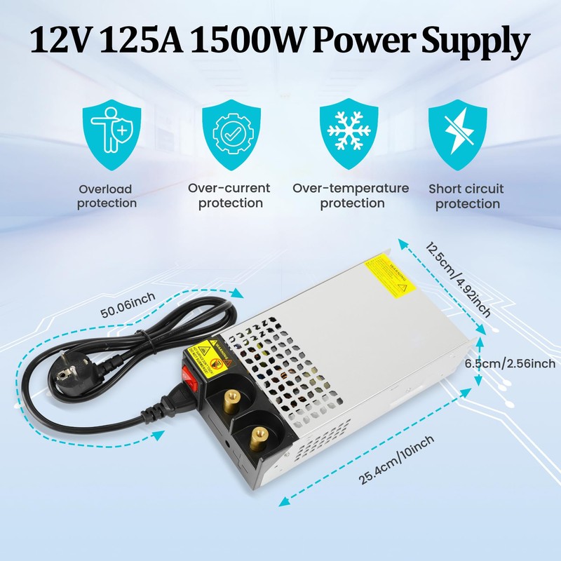 DC 12V 125A 1500W Power Supply 110V AC to 12V