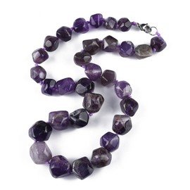 Airssory Purple Color Natural Gemstone Amethyst Nuggets Beaded Necklaces Elegant Healing Crystal Stone Chains for Necklace Jewellery Craft Bracelet Making Decoration
