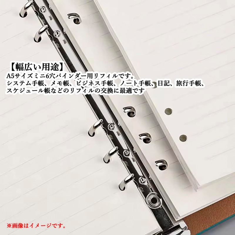 Audiofan Personal Organizer Refill, A5 Size, 6 Holes, Horizontal Ruled,