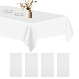 TayBong Disposable Tablecloths for Party, 4 Pack White Disposable Rectangular Table Cloth Waterproof Oil Resistant Suitable for Birthday Party Wedding Christmas, 274 x 137 cm